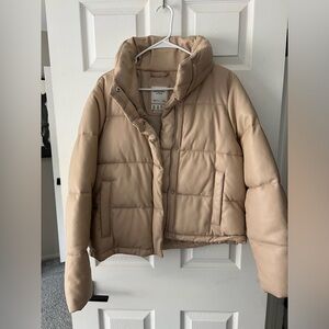 Abercrombie leather puffer jacket